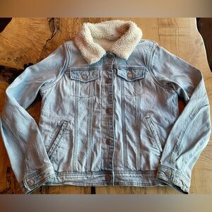 Light Blue Denim Jacket with Sherpa Collar